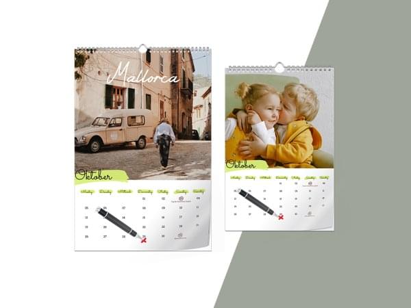 Zwei Terminkalender mit unterschiedlichen Größen und Menschen als Motiv.